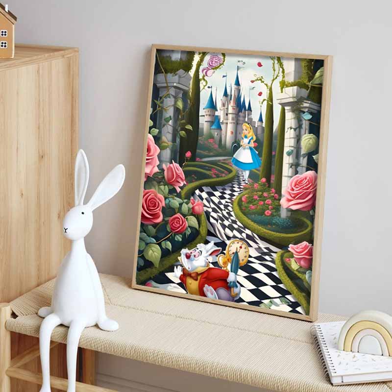Disney 5D DIY Diamond Painting Iconic Scene Illustrations From Alice In Wonderland Cartoon Full Diamond Mosaic Art Wall Decoration Set