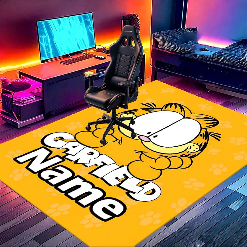 Custom Name Personalized Garfield Print Carpet, Versatile Home Decor Rug, for Playroom, Apartment, Balcony, Entryway, Hallway Gift