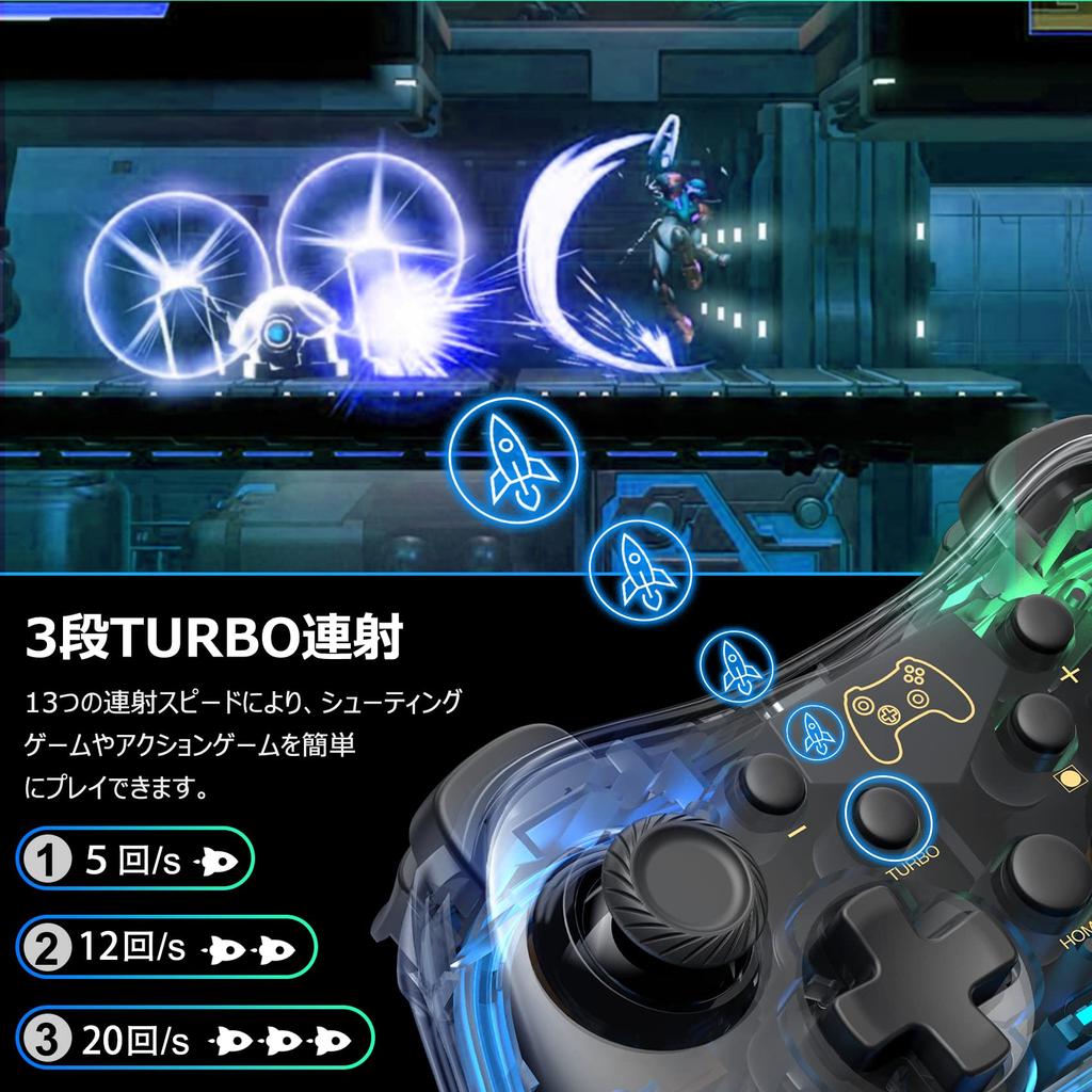 Switch Controller Colors RGB Wireless Switch Controller App Settings 10 Color Conversion Wake Up Switch Pro Controller Switch OLED Compatible TURBO