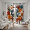 2pcs HD Hello Autumn pumpkin Maple Leaf surround decorative curtain Yellow tie digital printed curtain Home Decoration style
