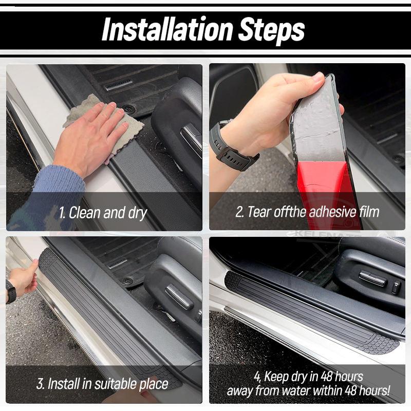 4 Stück PVC zuschneidbares Auto-Türschwellenschutz-Aufkleber-Kit für Auto-Türschwellen und Rahmen.