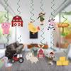 Farm Animals Party Decorations Farm Birthday Hanging Swirls, Assembled and Ready To Use, Countryside Party Decor Supplies Hanging Swirl Kids Party