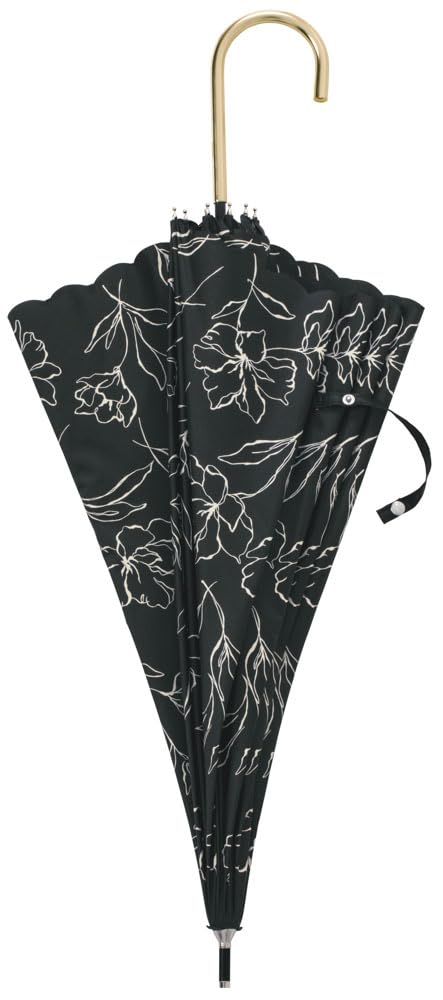 Because Long Umbrella PU Line Flower BK B-945325