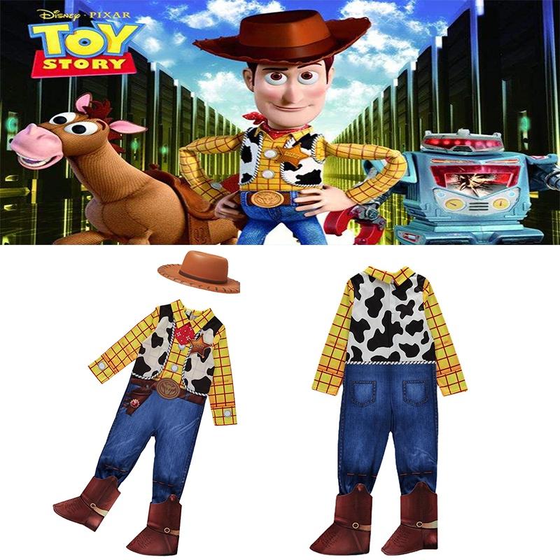 Çocuk Oyuncak Hikayesi Kovboy Woody Tulum Cosplay Kostümü Şapka ve Eşarpla