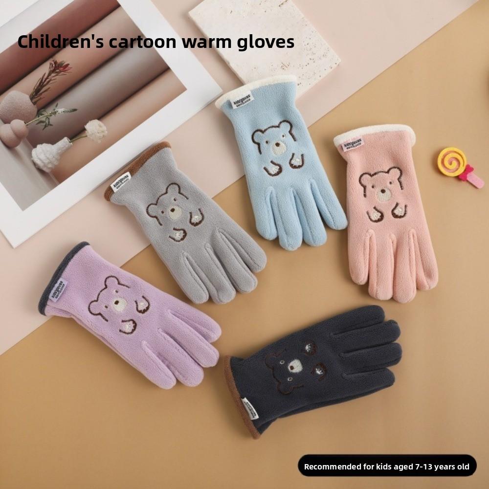Plush Ski Gloves Polar Fleece Full Finger Gloves New Windproof Coldproof Gloves  Autumn and Winter