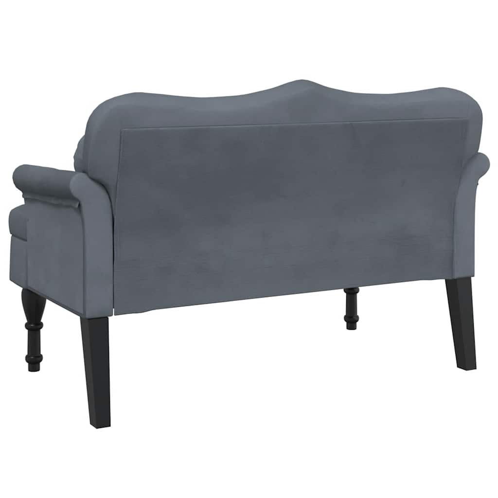 Bench with Cushions Dark Grey 120.5 x 65 x 75 cm Velvet