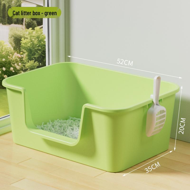 Anti-Splash Open-Top Cat Litter Box with Deodorant for Large Cats