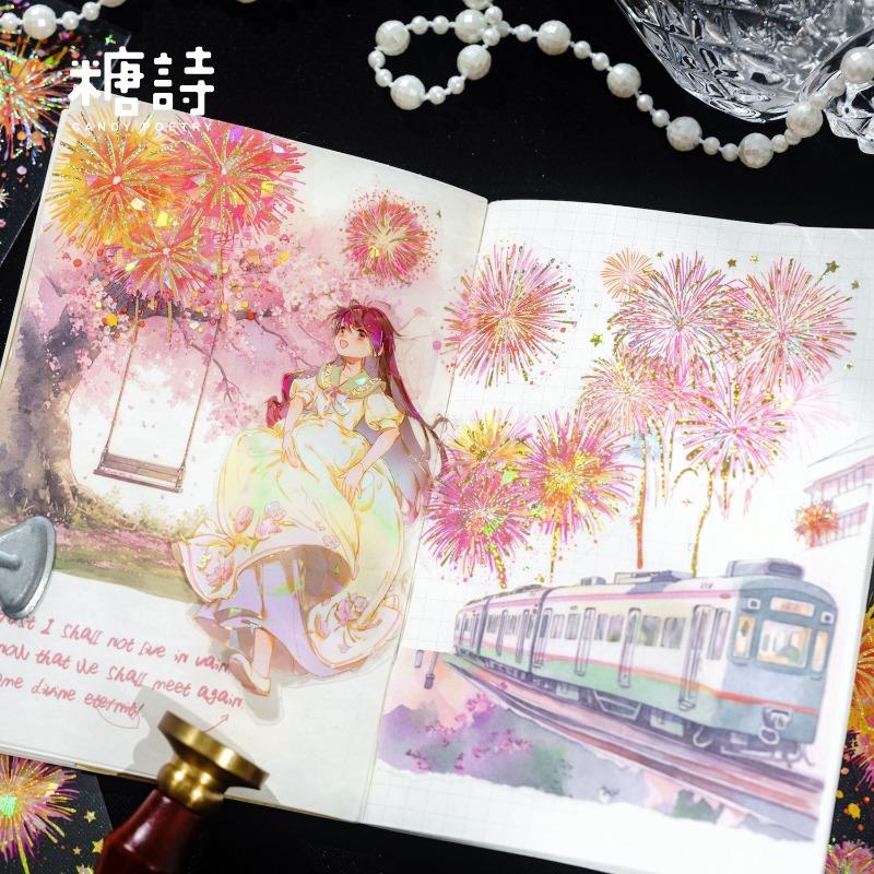 Ins Style Firework Series Pet Flat Sticker For Journal Diy Decoration