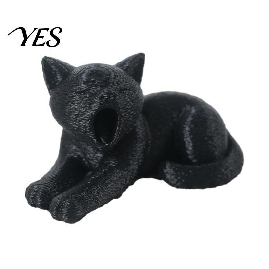 Realistic Texture Cat Art 3D Printed Ornament, Plush Figurines, Black Figurine White Cute Healing Sculpture, for Desk Car Bookshelf Decor Versatile