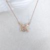 S925 Sterling Silver Bow Pendant Necklace - Women's Simple Luxury Zircon Clavicle Chain
