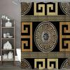 Elegantní řecký klíč sprchový závěs: Přijměte klasický zlatý design, měkkou látku a nadčasovou atmosféru pro vaši luxusní koupelnu