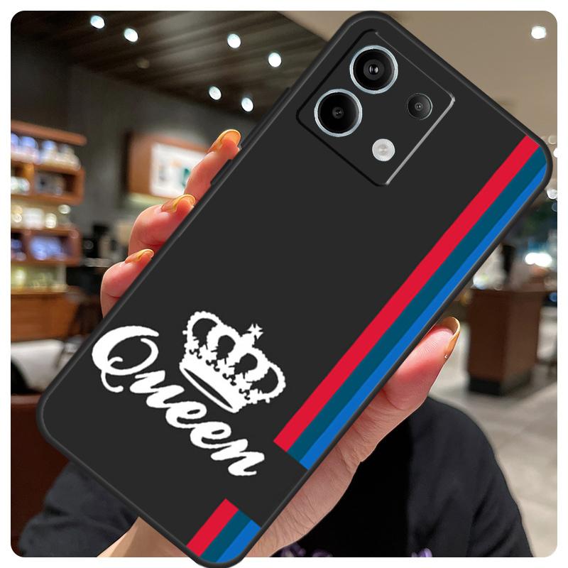King Queen Couple Lovers Case For Xiaomi Redmi Note 12 9 10 11 13 14 15 Pro Plus Cover For Redmi 13C 12C 10C 14C 15 C