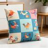 Cute Cartoon Bird Throw Pillow Cover, Colorful Linen Cushion Cover for Kids Room & Nursery Decor