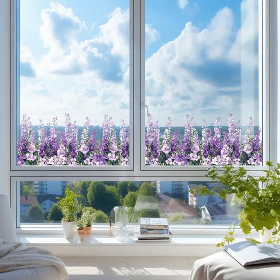 Window Sticker Rose Vine Design PVC Waterproof Wall Sticker No Glue Residue Versatile