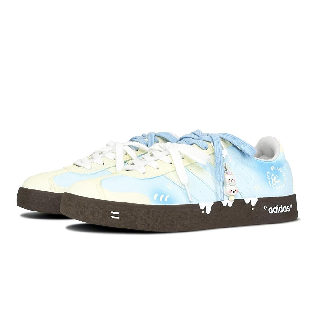 adidas VL COURT 2.0 Yavru Dondurma Aşınmaya Dayanıklı Düşük Üst Kaykay Ayakkabıları Unisex Mavi Beyaz JS3003(Takım879-)