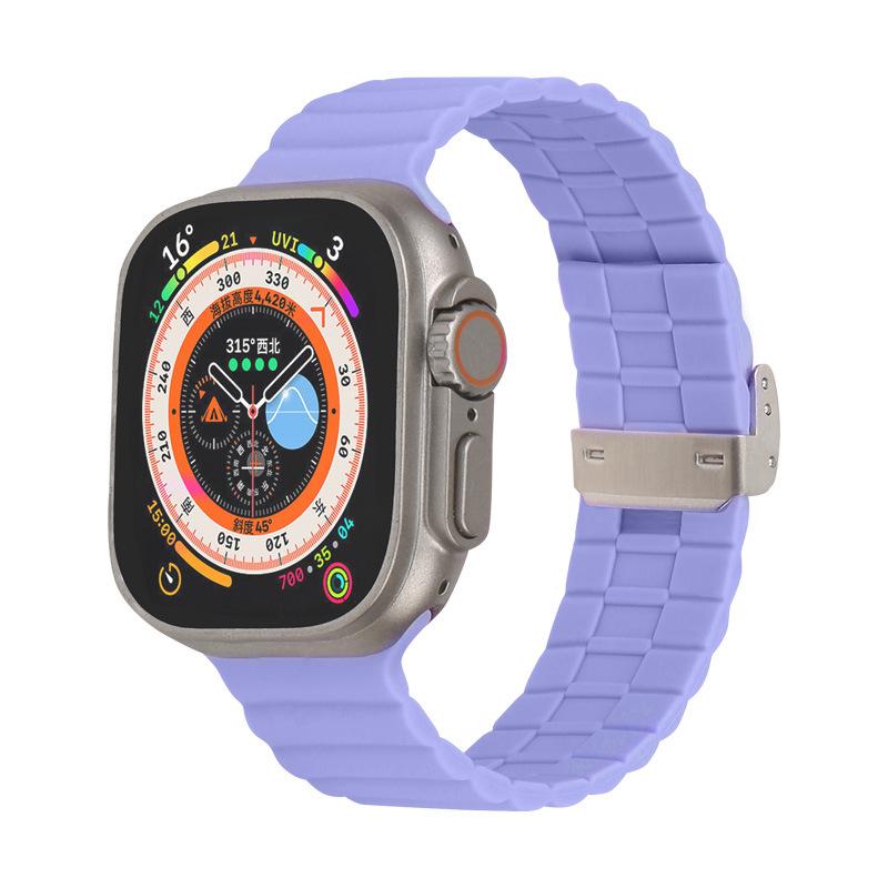 Luxury Loop Wave Buckle Bamboo Joint Silicone for Samsung Watch Strap 22mm Push Button Watch Band for Apple Watch