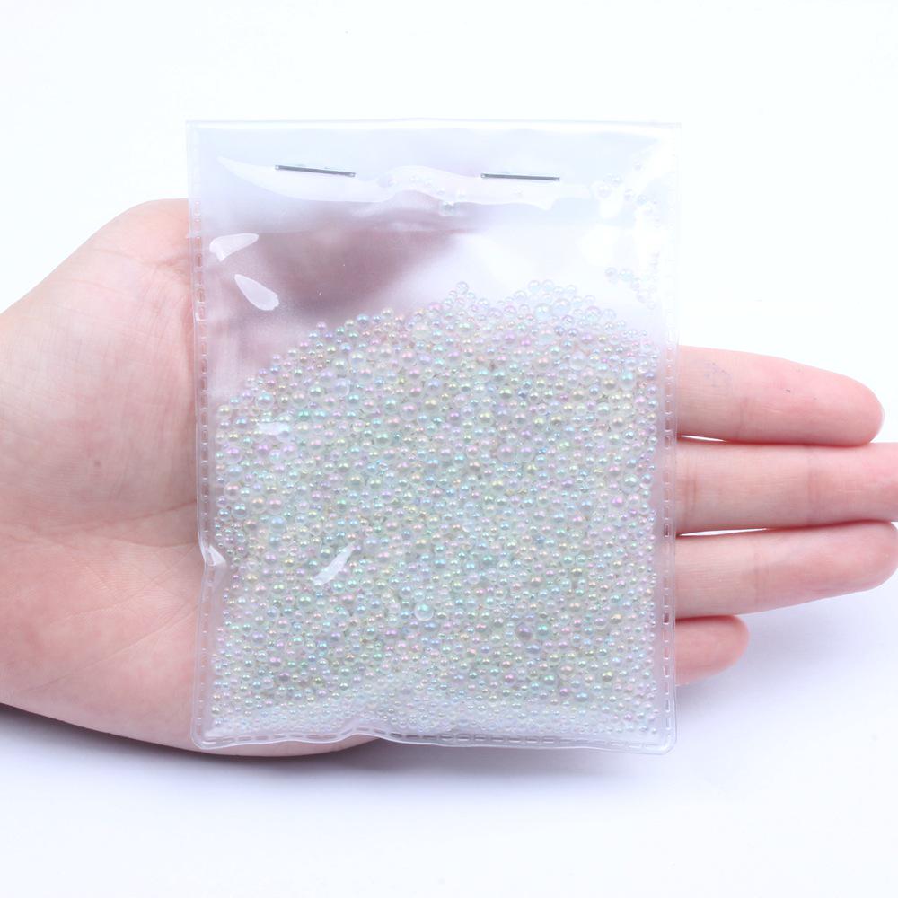 Transparent Iridescent Glass Bubble Beads for Nail Art - No Hole Pixie Caviar Beads