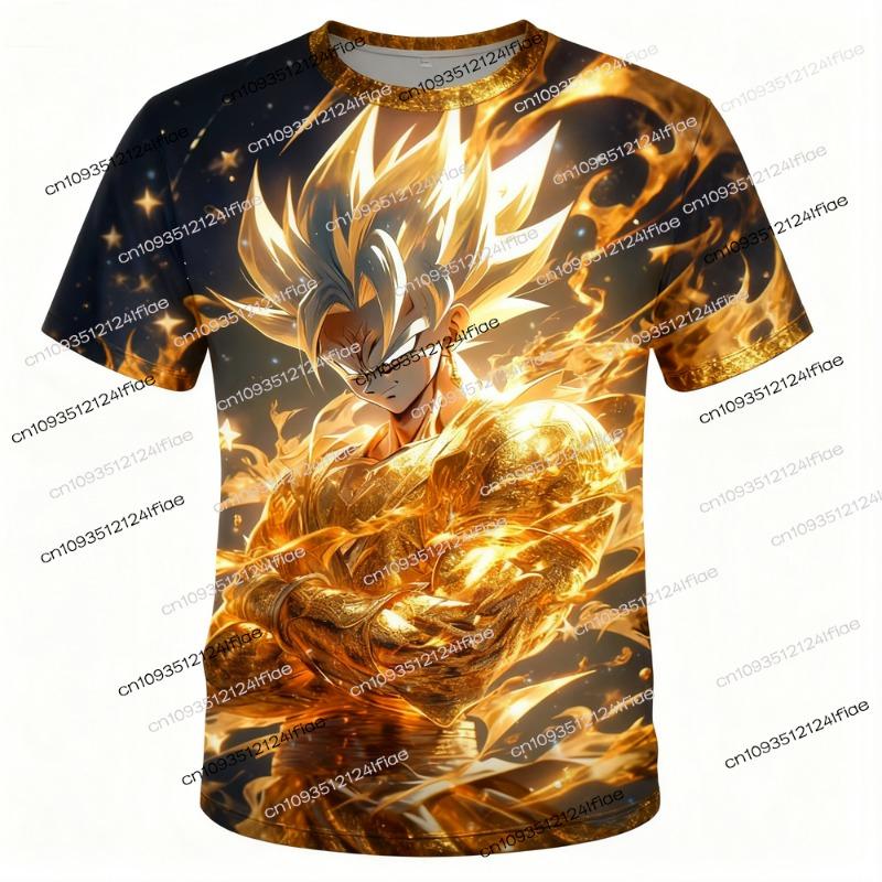 2025 Новая детская футболка Dragon Ball Z, мужская/женская футболка с 3D-принтом Goku, уличная футболка, спортивная быстросохнущая футболка XXS