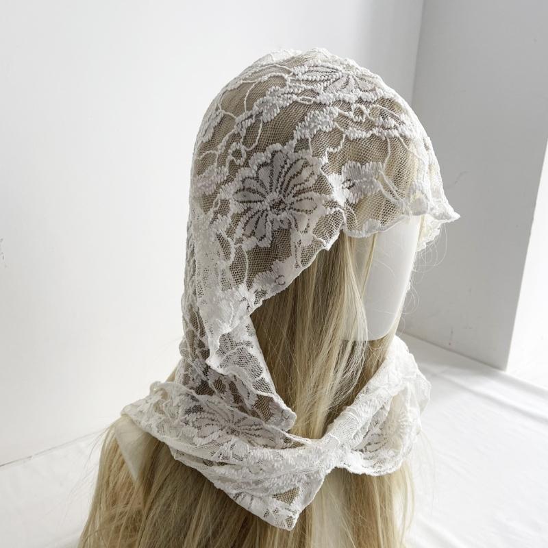 Elegant Hollow Out Mesh Head Wrap Soft Cupro Fiber Hat Bandana Headscarf For Summer Fashion Accessory