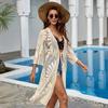 Plážový kardigan Výšivka Květinový krajkový design Lehký Letní Háčkovaný Průsvitný Ochrana proti slunci Plážové Bikini Zakrytí