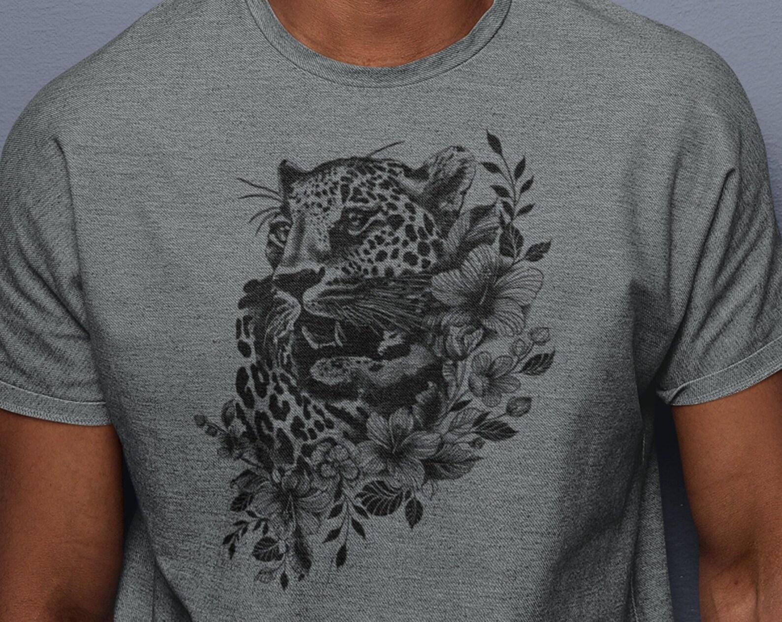 Unisex Floral Tiger Graphic Tees | Oversized T-Shirt | Tropical Jungle Flower Tee | Flower Tiger Lover Shirt M