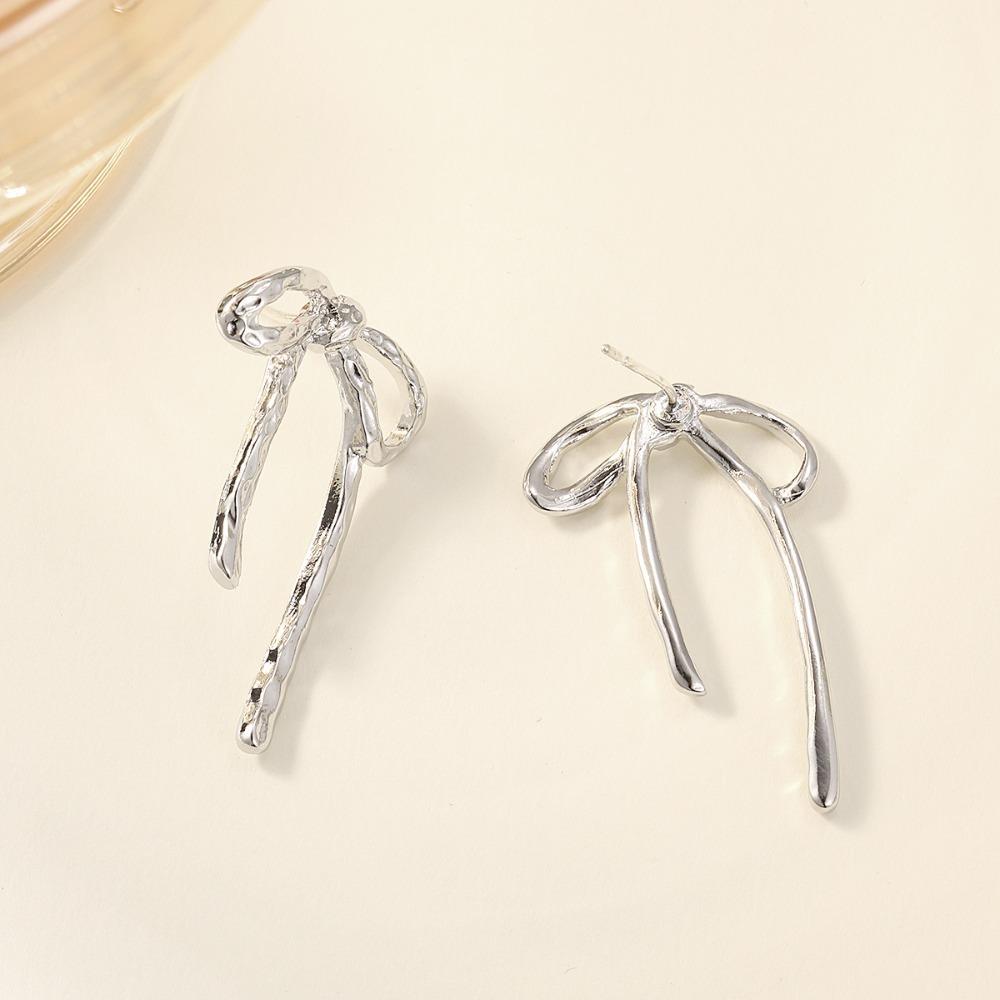 Gold/Silver Color Earrings for Women Bow Stud Nail Earring Fashion Cute Jewelry Piercing Ear Accessories