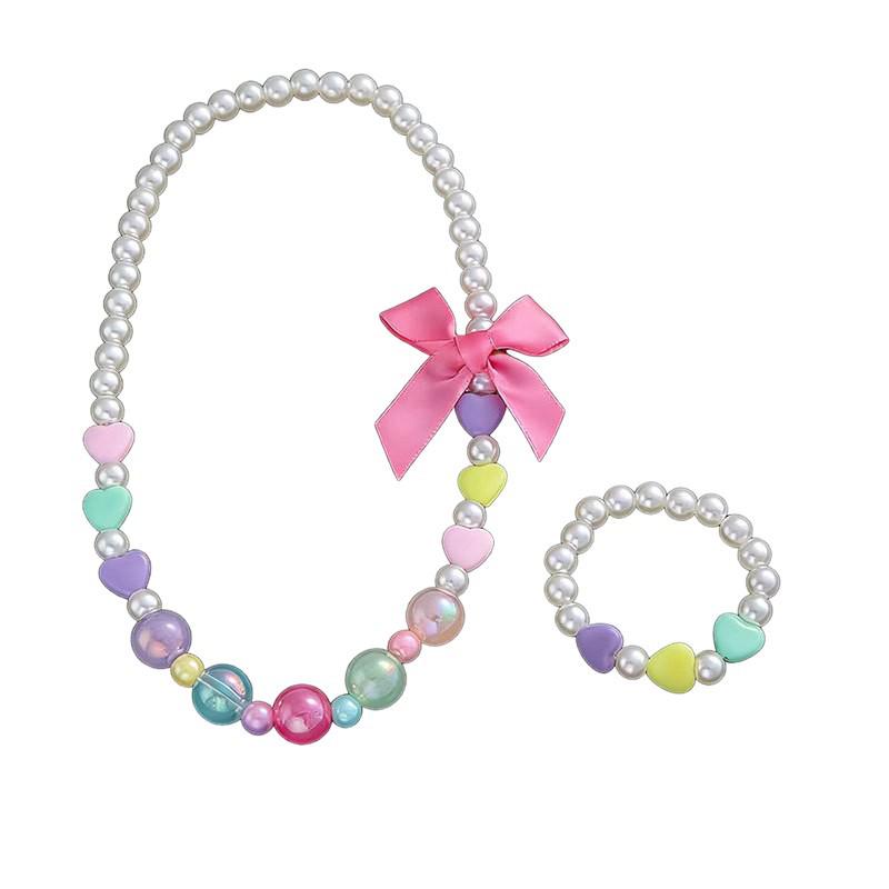 Children's Candy Color Necklace & Bracelet Set - Flower, Heart & Star Designs
