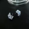 Exquisite Three-Dimensional Square Earrings, Light Luxury Temperament Niche Zircon Earrings, Micro-Inlaid Hollow Design Earrings