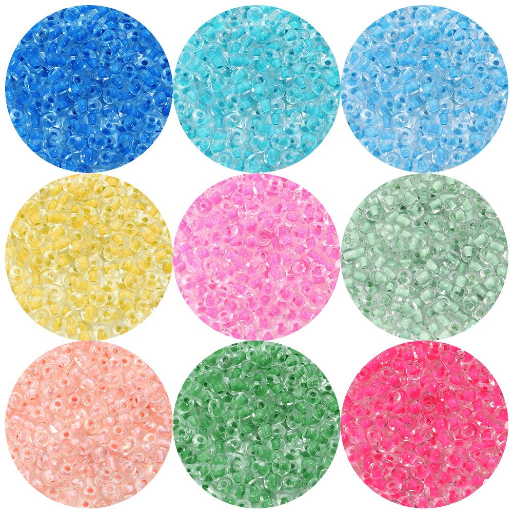 4mm Transparent Dyed Core Glass Seed Beads for DIY Bracelets, 450g Bag