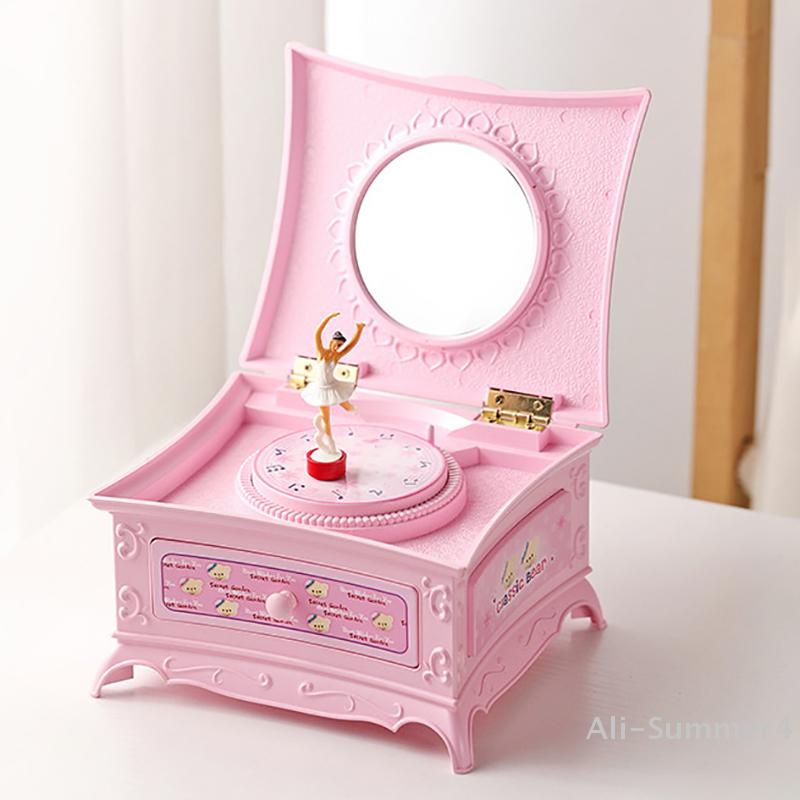 Classical Rotating Dancer Ballerina Piano Music Box Jewelry Organizer Ballerina Wind-Up Music Box Storage Organizer With Mirror