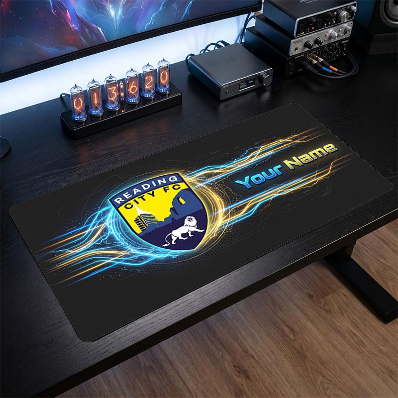 Tapis de Souris Personnalisé Reading FC Grande Taille, Impression de Nom Personnalisé, Tapis de Bureau Antidérapant Logo Football Cadeau Gaming