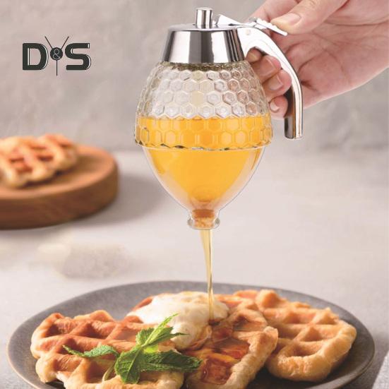 1/2 Stück Honigspender-Vorratsglas mit Ständer, großes Fassungsvermögen, auslaufsicheres Design, BPA-frei, Honigtopf in Wabenform