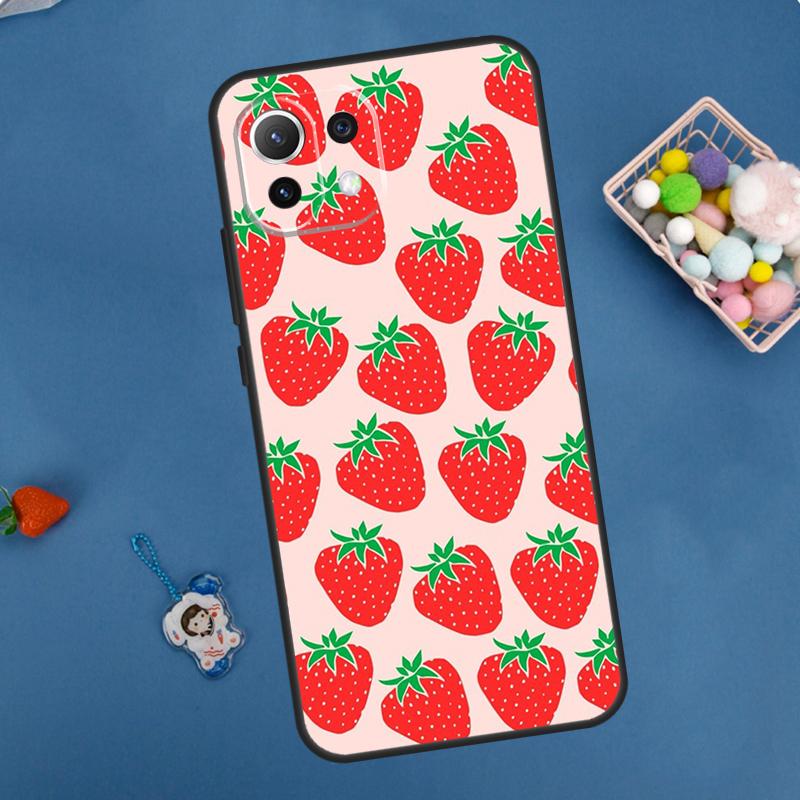 Cute Strawberry Case For Xiaomi 11T 12T 13T 14T Pro 13 14 15 Ultra POCO X7 Pro X3 X5 X6 M6 F5 F6 Pro Cover