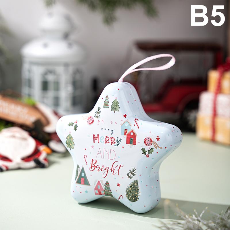 Christmas Decor Tinplate Box Storage Box With Lanyard Candy Biscuit Box Jewelry Storage Party Favors Christmas Tree Decoration