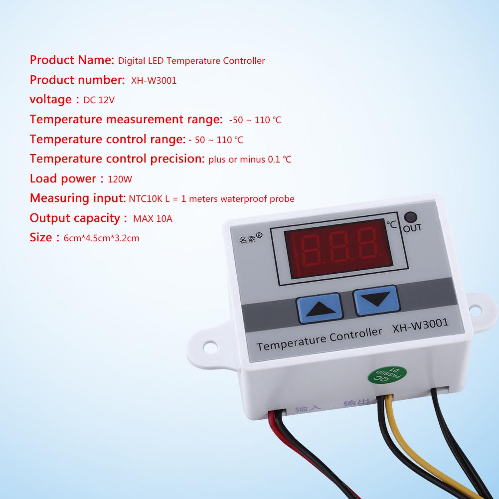 12V High Precision Digital Thermostat Control Temperature Controller Switch with Probe