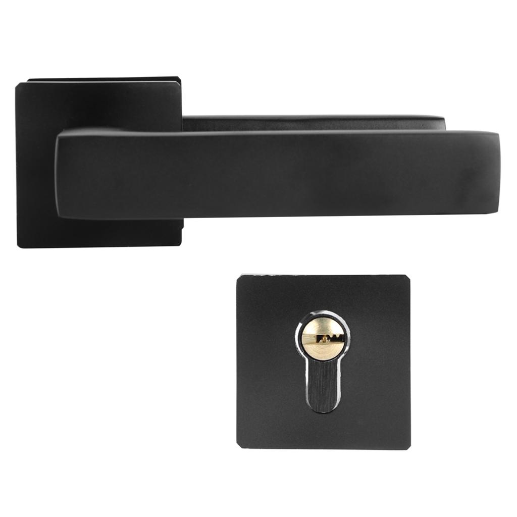Adjustable Simple Black Lock Cylinder Handle Set KeyedLocking Door Knob Accessory