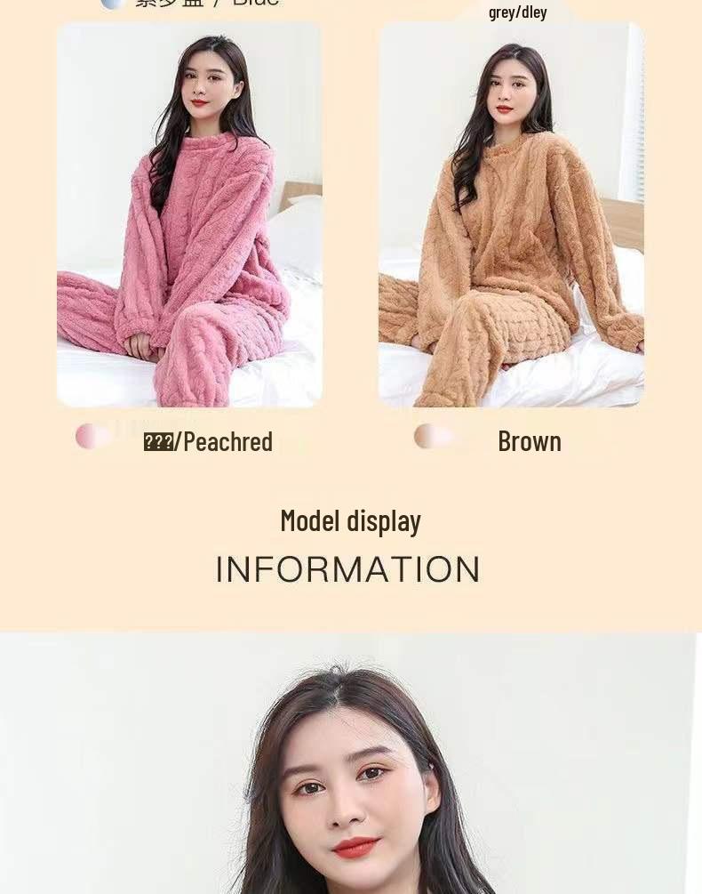 2025 Winter Jacquard Flannel Set: Unisex Thick Warmth-Keeping Couple Homewear