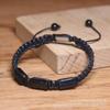 Black agate square adjustable handmade bracelet woven natural moonstone tiger stone amethyst handmade bracelet