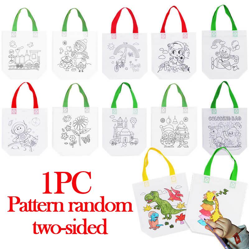 

1pc Sets DIY Graffiti Bag with Markers Handmade Painting Non-Woven Bag for Children Arts Crafts Color Filling Drawing Toys