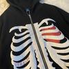 Y2K Gothic Women Oversized Hoodie Skull Print Street Fashion Loose Zipper Sweatshirt Hip Hop Harajuku Trend