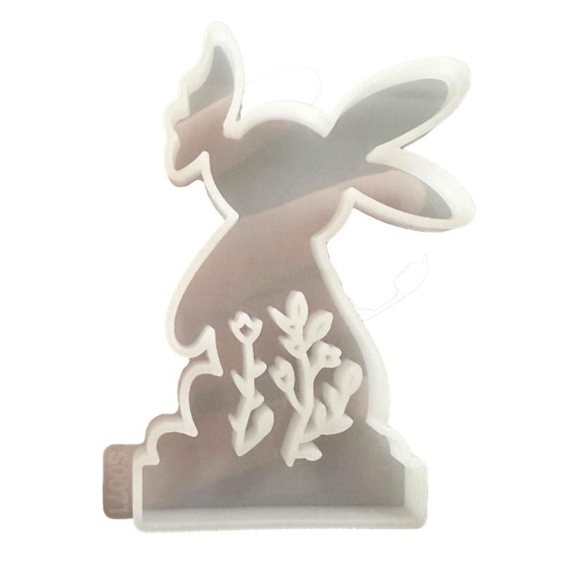 Easter Rabbit Silicone Mold Candlestick Resin Mold Heart Rabbit Holder Silicone Mold DIY Candlestick Casting Mold