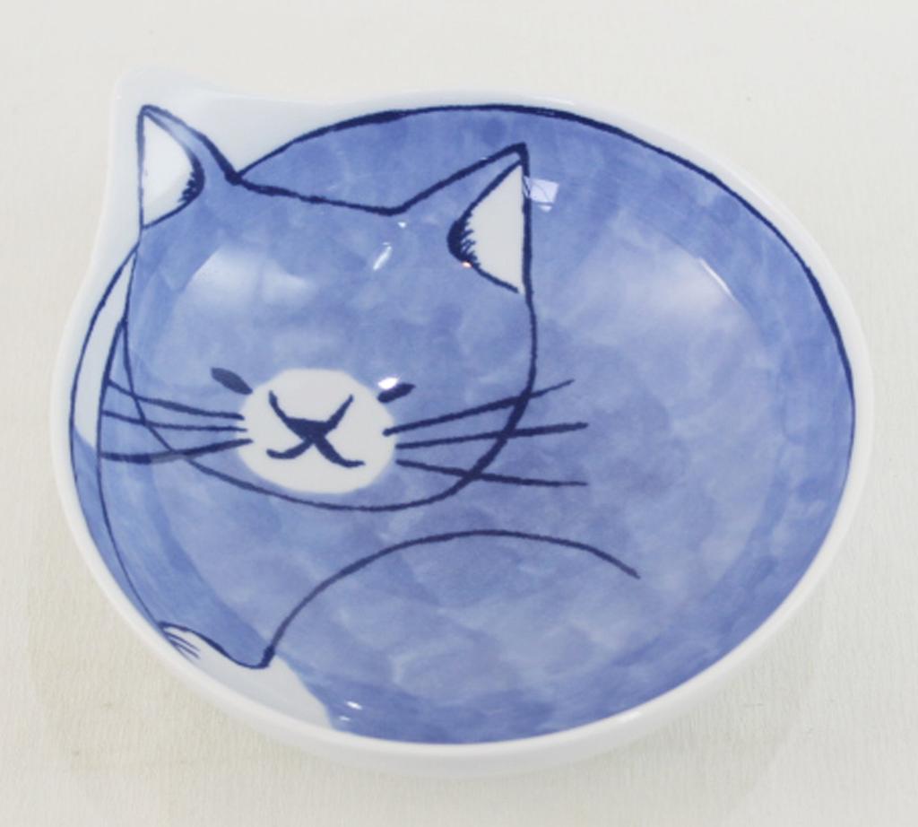 Hasami Ware Coneco Bowl and Plate Set of A Great Gift for Cat Microwave and Dishwasher Made In Product Cat-patterned 4. Lovers. Safe. Japan. Code