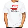 Legendární Ayrton Senna Závodní logo Pánské bílé tričko pro muže Krátký rukáv 100% Bavlna Unisex tričko