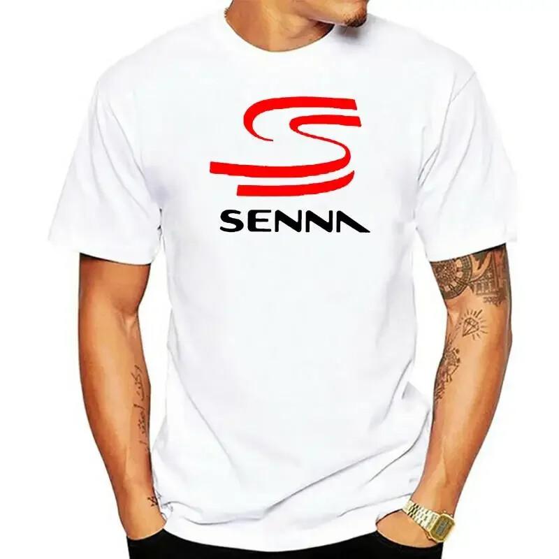 Legend Ayrton Senna Racing Logo Men White T-Shirt for Male Short Sleeves 100% Co Unisex T-Shirt S