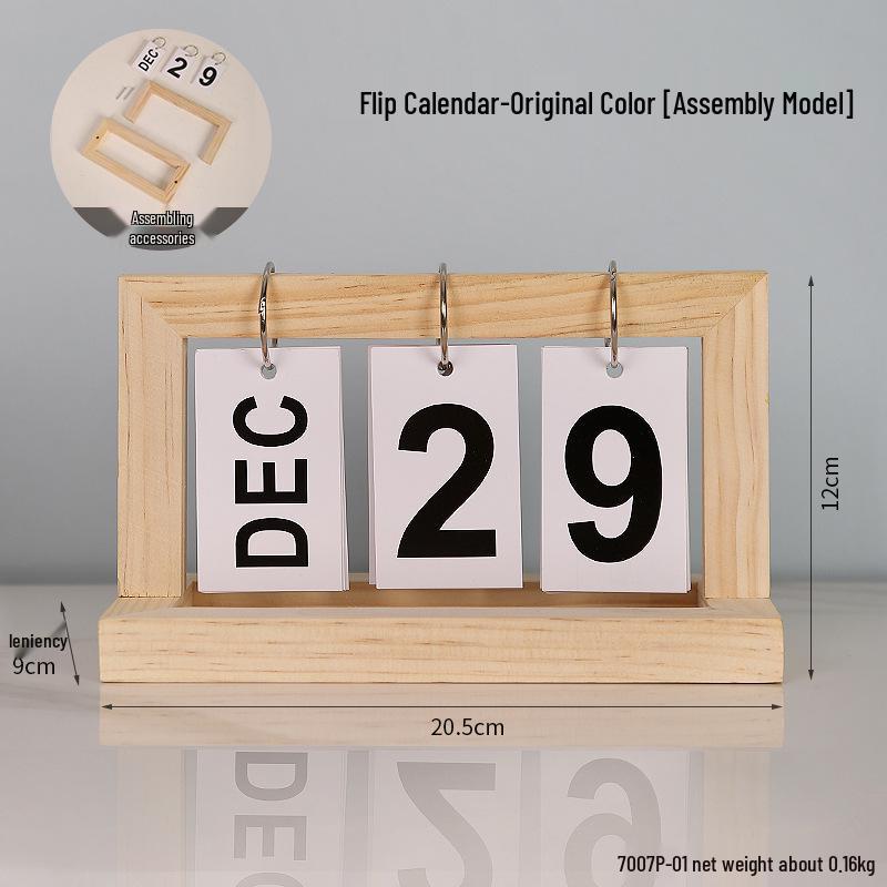 Perpetual Wooden Flip Calendar: Home and Desk Decor