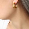 Minimalist Geometric Gold-Plated Titanium Steel Earrings with Bright Surface Design