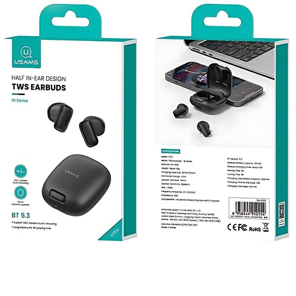 Usams Słuchawki Bluetooth 5.3 Twsid Series Bezprzewodowe Czarny/Black Bhuid01 (Id25)