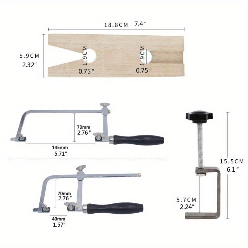 Professional Jeweler's Saw Set: jewelry tools, saw frame, wooden pin clamp, wood, metal, jewelry tools.