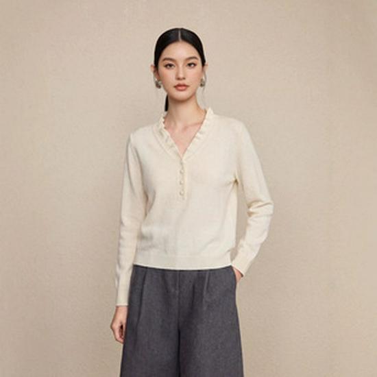 L*P Pure Wool Old Money Style Patchwork Stand Collar Cardigan Sweater Coat