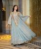 AB320 Tulle Embroidered Sequined Muslim Evening Dress - Arabic Dubai Style Robe for Middle Eastern Women